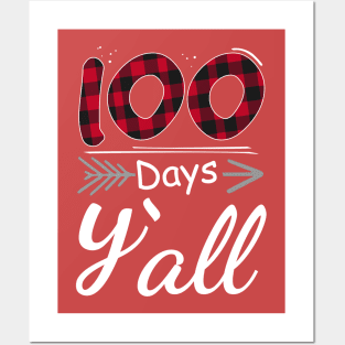 Red Plaid Teacher 100 Days Funny 100th Day Of School Y'all Posters and Art